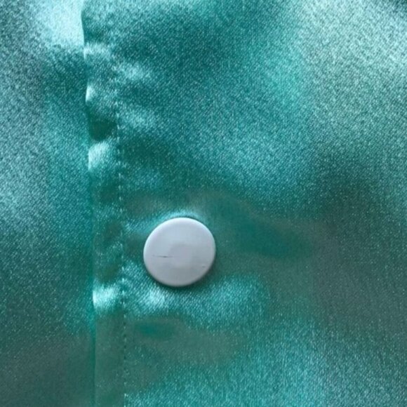 TUESDAY BASSEN MIXED EMOTIONS SATIN BOMBER JACKET IN MINT AND RED - XL - Picture 11 of 11